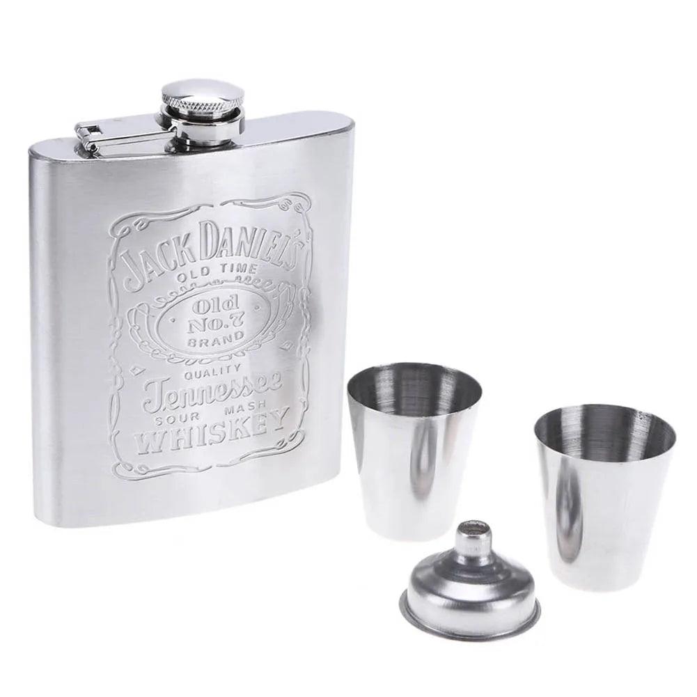 Flasque de poche portable en acier inoxydable pour whisky, 227 ml, contenant pour boissons alcoolisées, coffret cadeau, bouteille de vodka, outils