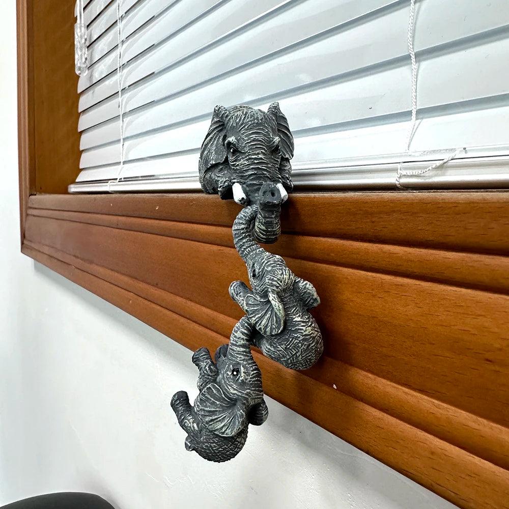 Lot de 3 éléphants uniques pour la fête des mères et Thanksgiving, décorations d'extérieur pour la maison, petites statues en résine peintes à la main