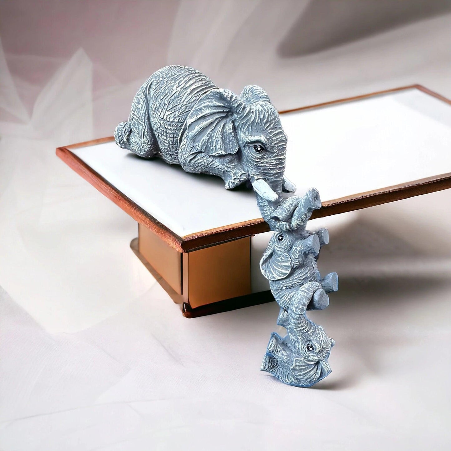 Lot de 3 éléphants uniques pour la fête des mères et Thanksgiving, décorations d'extérieur pour la maison, petites statues en résine peintes à la main