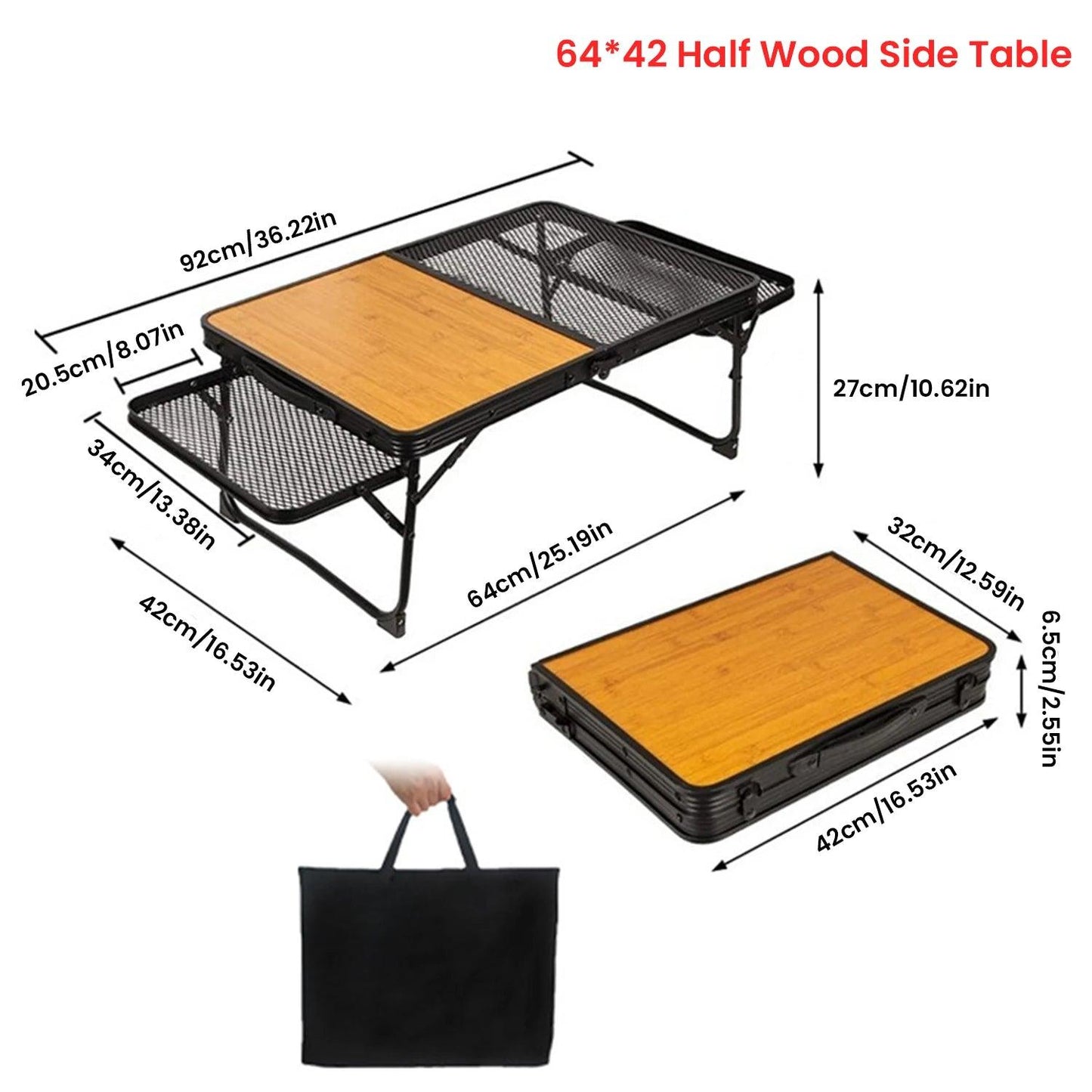 Table de camping pliante en maille de fer, table de camping portable en plein air avec étagère relevable, table à manger en alliage d'aluminium