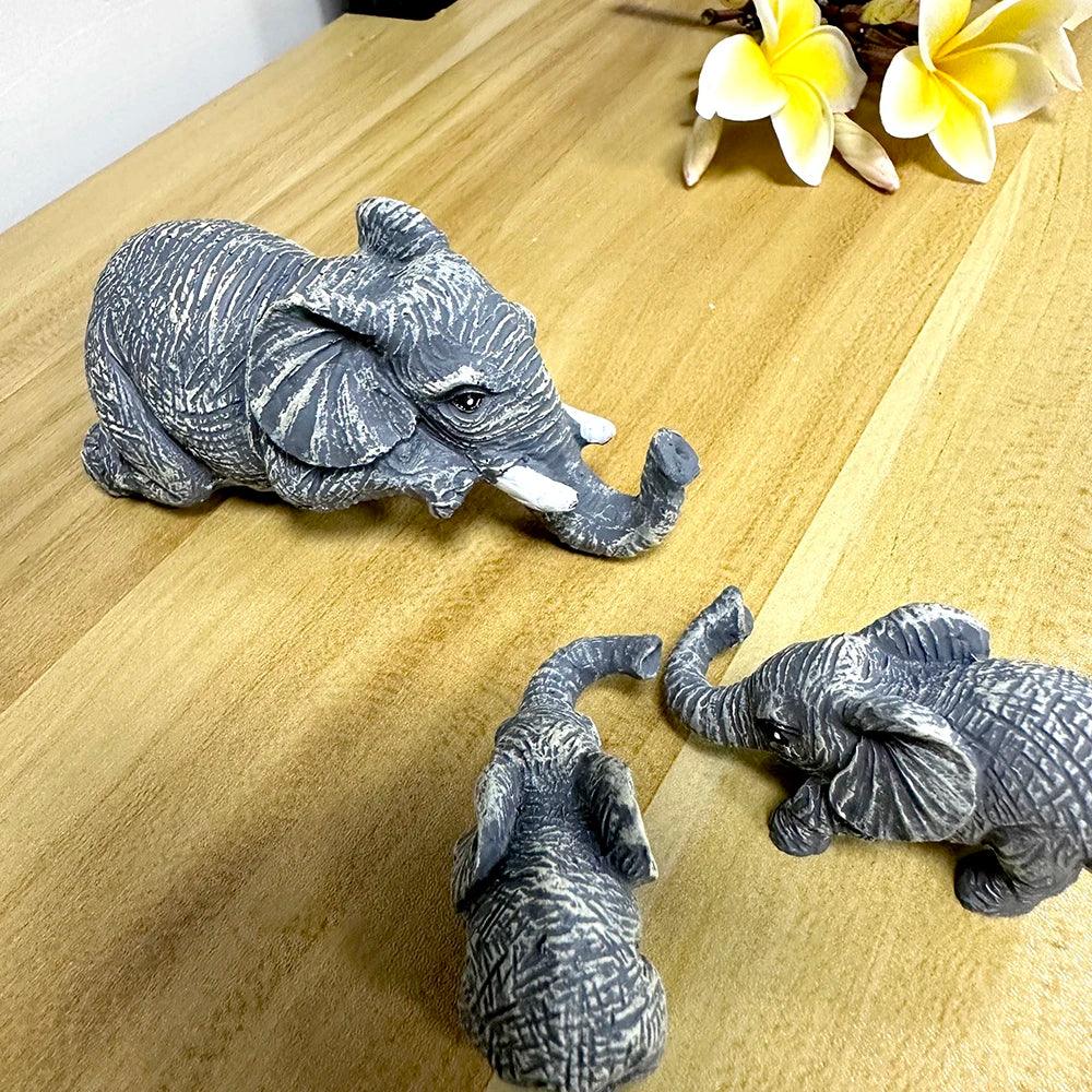 Lot de 3 éléphants uniques pour la fête des mères et Thanksgiving, décorations d'extérieur pour la maison, petites statues en résine peintes à la main