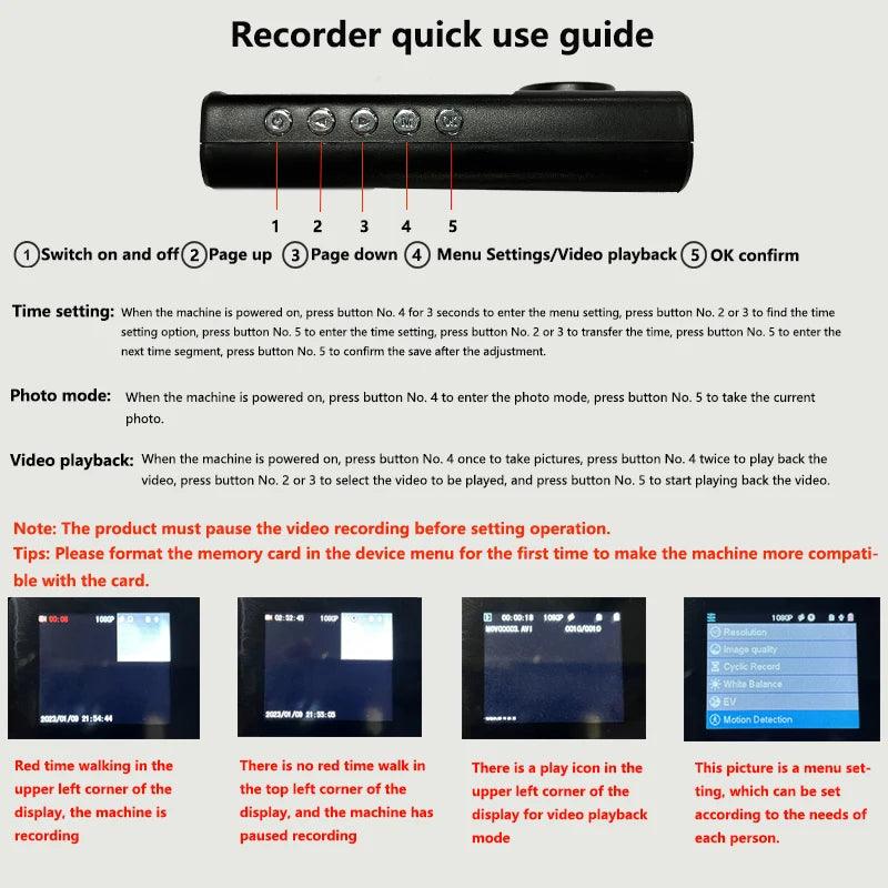 Caméra embarquée avec vision nocturne infrarouge, enregistrement en boucle et écran IPS 2 pouces 1080p, 3 caméras, enregistreur DVR, enregistreur vidéo, DVR de véhicule