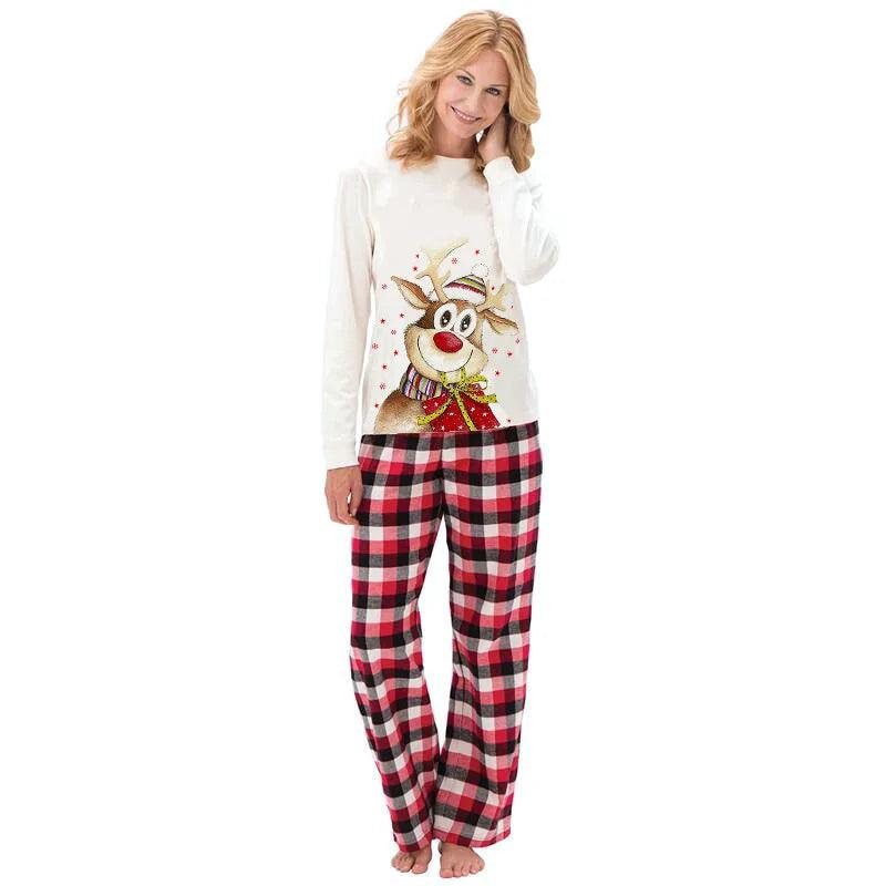 Ensemble de pyjama à manches longues pour la famille, imprimé élan de Noël 2024, vêtements de maison