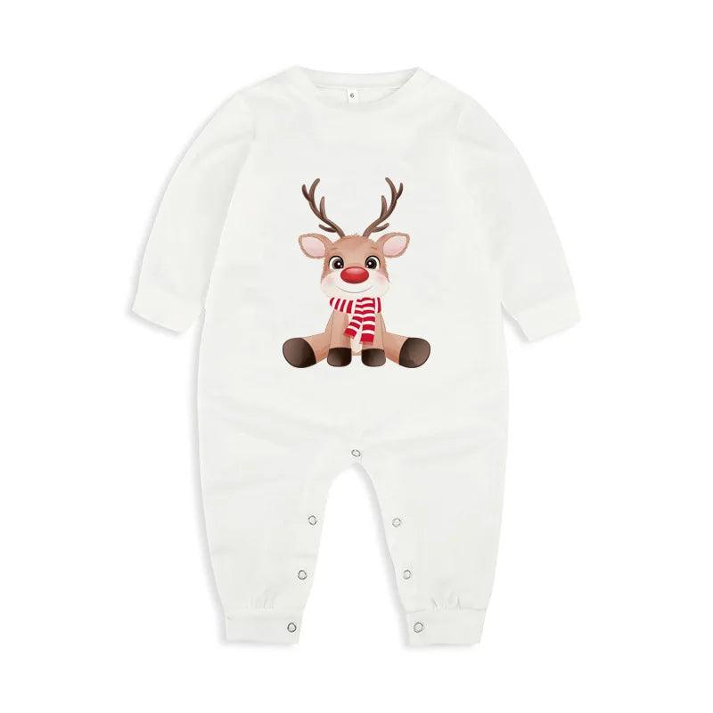 Ensemble de pyjama à manches longues pour la famille, imprimé élan de Noël 2024, vêtements de maison