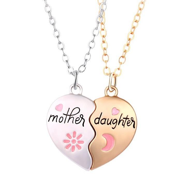 Ensemble de 2 bijoux mère-fille, collier assorti avec pendentif magnétique en forme de cœur, cadeau tendance pour la fête des mères