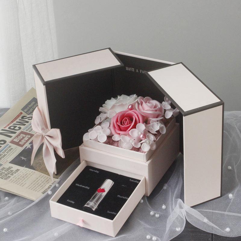 Mothers Day Gift Double Door Rose Gift Box, Jewelry Creative Decorate Boxes