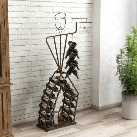 Casier à vin au design unique, casier à vin autoportant avec rangement pour bouteilles, rangement pour boissons alcoolisées et vins, organiseur pour cuisine et salle à manger.