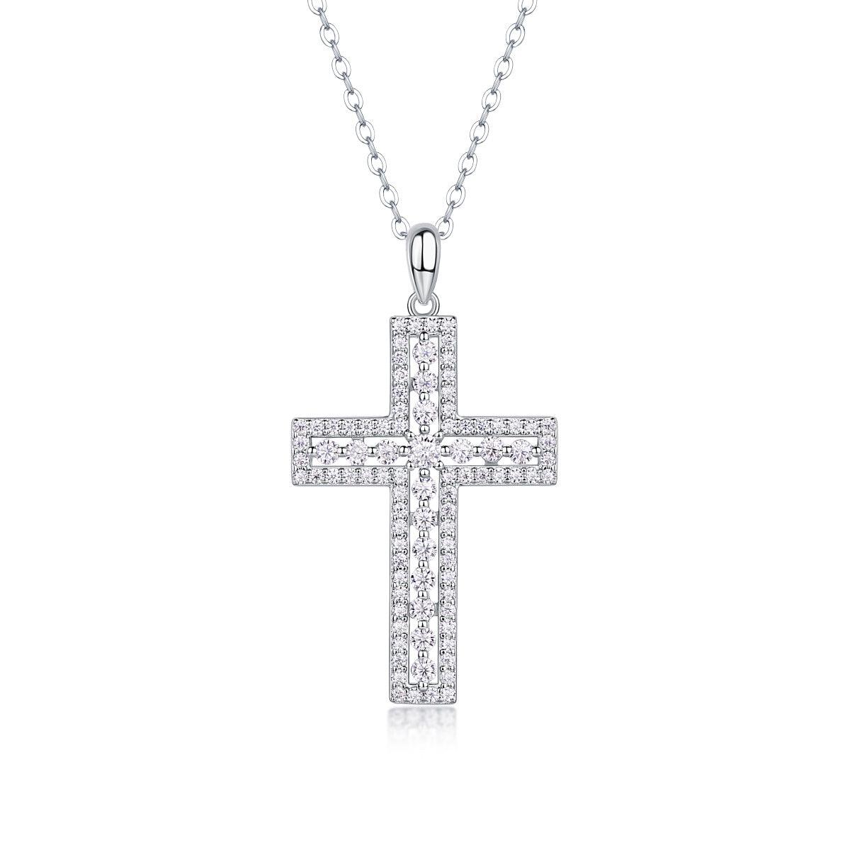 Shelter Luxury Fashion Diamond Pendant Necklace Set With Mosan Diamond Silver Ornaments - Grivelo