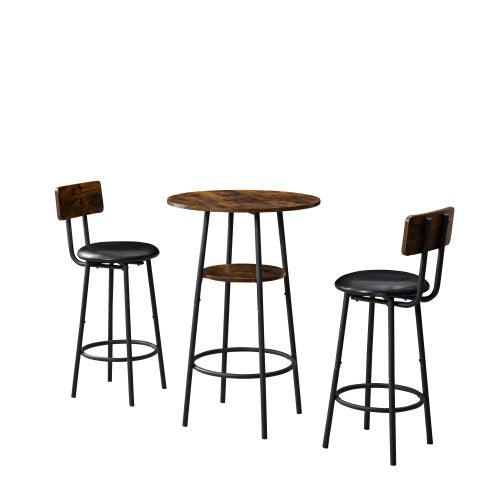 Chaises de bar trois pièces à deux coussins avec dossiers