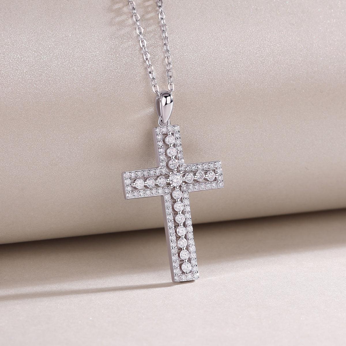 Shelter Luxury Fashion Diamond Pendant Necklace Set With Mosan Diamond Silver Ornaments - Grivelo