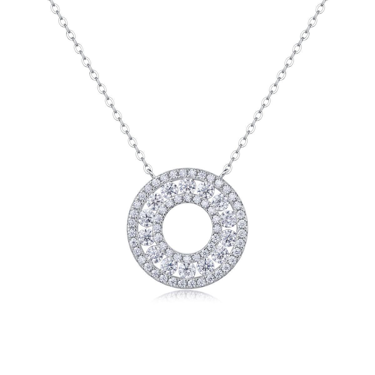 Reciprocating Luxury Fashion Diamond Pendant Necklace Set With Mosan Diamond Silver Ornaments - Grivelo