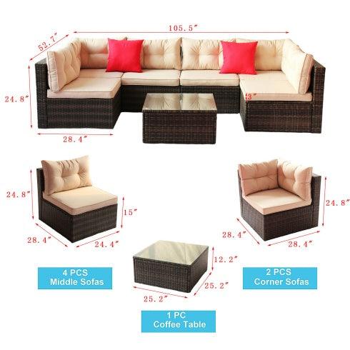 Ensemble de meubles de jardin en rotin PE, canapé d'angle et sectionnel