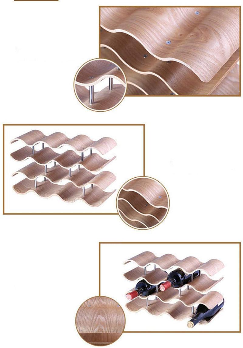 Creative Wave-shaped Home Hotel Bar Wooden Wine Rack