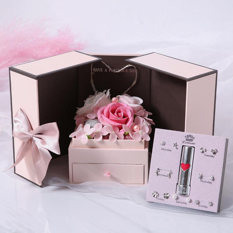 Mothers Day Gift Double Door Rose Gift Box, Jewelry Creative Decorate Boxes