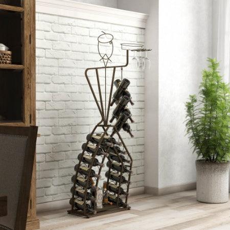 Casier à vin au design unique, casier à vin autoportant avec rangement pour bouteilles, rangement pour boissons alcoolisées et vins, organiseur pour cuisine et salle à manger.