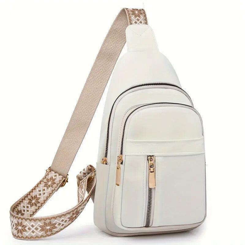 Sac de poitrine vintage pour femme, sac messager à bandoulière zippé non étanche pour les déplacements quotidiens