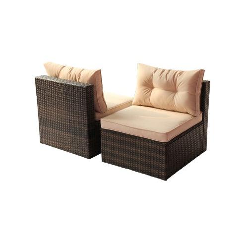 Ensemble de meubles de jardin en rotin PE, canapé d'angle et sectionnel