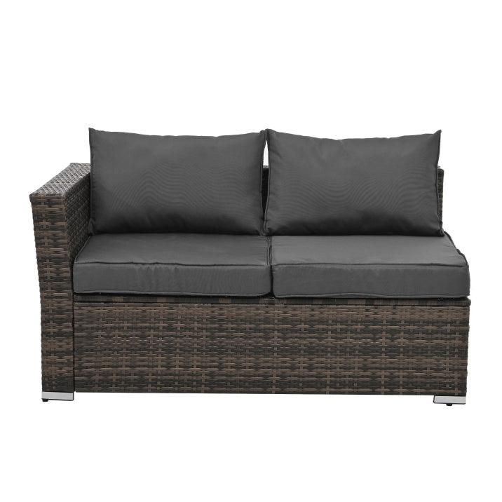 Mobilier de jardin, mobilier d'extérieur, mobilier saisonnier en osier PE, ensemble de 4 meubles en osier avec table basse en verre trempé