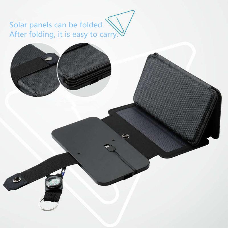 Chargeur solaire pliable d'extérieur, portable, 5 V, 2,1 A, sortie USB, pour appareils de camping, randonnée, sac à dos, voyage, alimentation pour smartphones