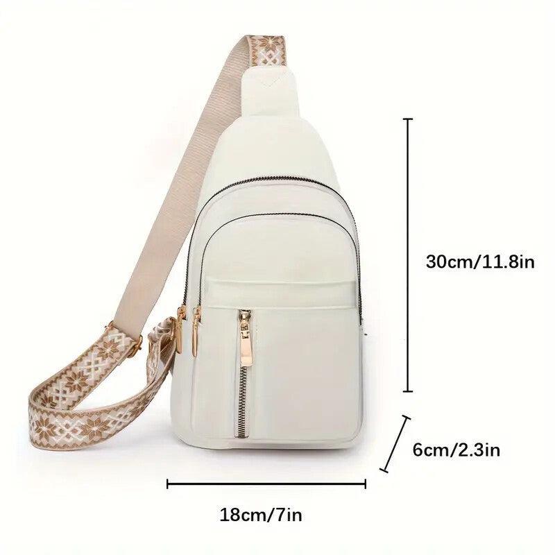 Sac de poitrine vintage pour femme, sac messager à bandoulière zippé non étanche pour les déplacements quotidiens