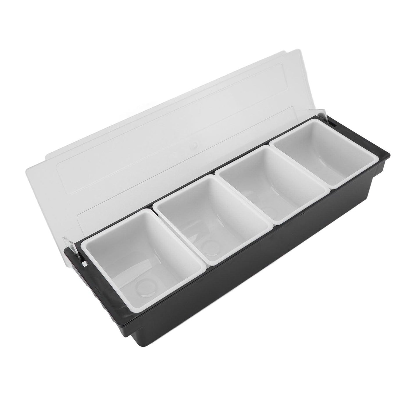 Boîte à condiments en plastique durable, couvercle transparent, design détachable, multifonction, pour fruits et légumes, 4 compartiments