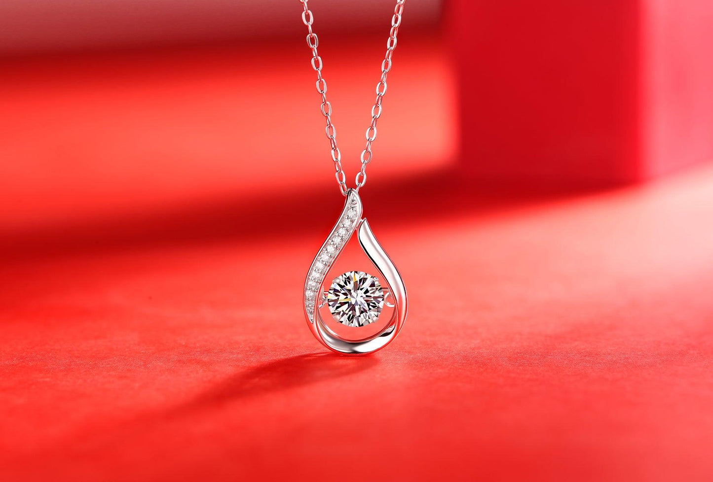 Smart Drop Luxury Fashion Diamond Pendant Necklace Set With Mosan Diamond Silver Ornaments - Grivelo