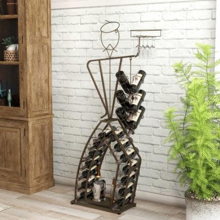 Casier à vin au design unique, casier à vin autoportant avec rangement pour bouteilles, rangement pour boissons alcoolisées et vins, organiseur pour cuisine et salle à manger.