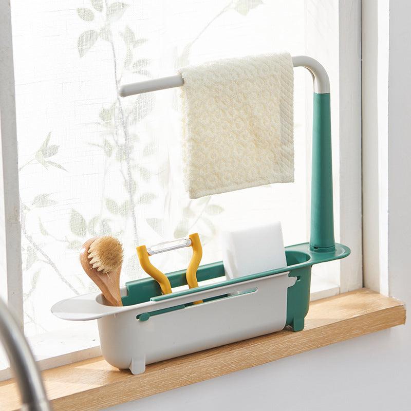 Étagère multifonctionnelle pour évier de cuisine, porte-chiffons
