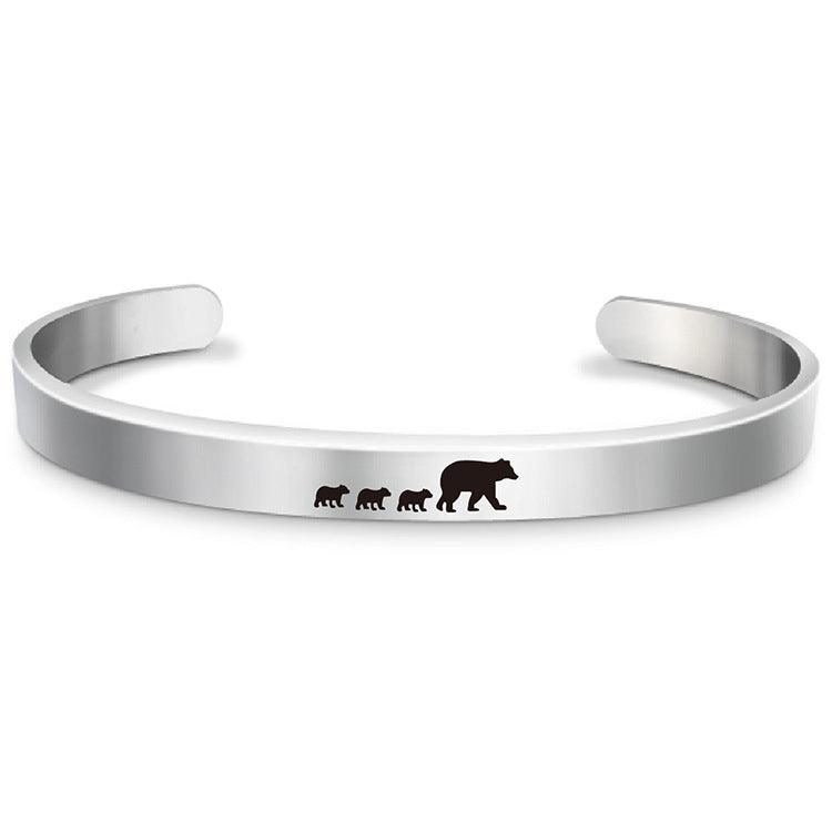 Stainless Steel Mama Bear Bracelet Mother's Day Gift