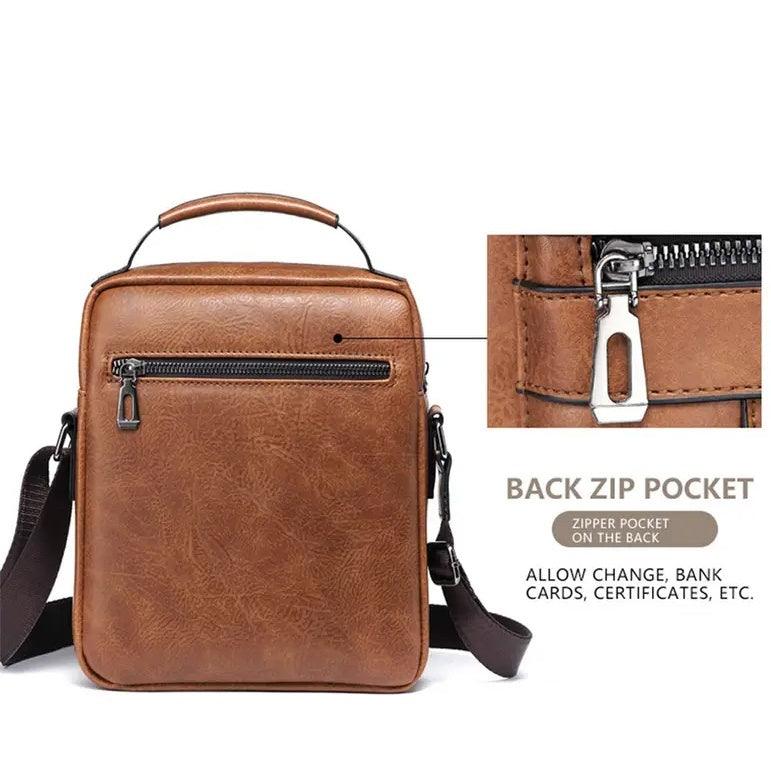 Sac à dos rétro vertical incliné, sac à dos marron tendance à bandoulière unique, compartiments multiples, bandoulière réglable, style décontracté, sac en tissu résistant, petit sac à dos incliné, brillant