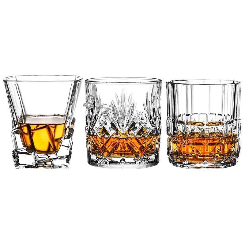 Whiskey Glass Wine Glass Foreign Wine Glass Crystal Glass Octagonal Glass Thickened Bar Glass Set Beer Glass