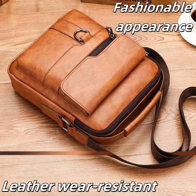 Sac à dos rétro vertical incliné, sac à dos marron tendance à bandoulière unique, compartiments multiples, bandoulière réglable, style décontracté, sac en tissu résistant, petit sac à dos incliné, brillant