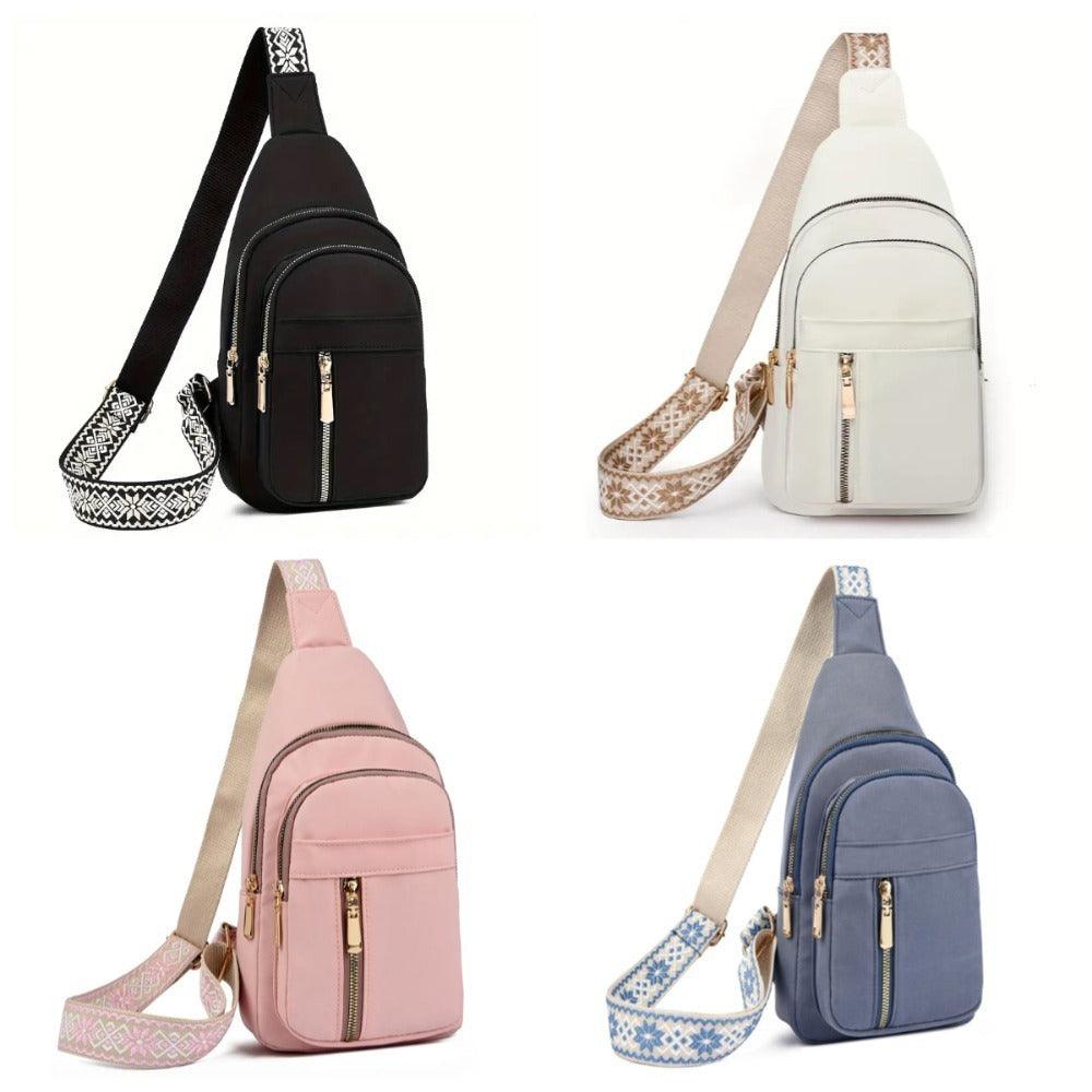 Sac de poitrine vintage pour femme, sac messager à bandoulière zippé non étanche pour les déplacements quotidiens