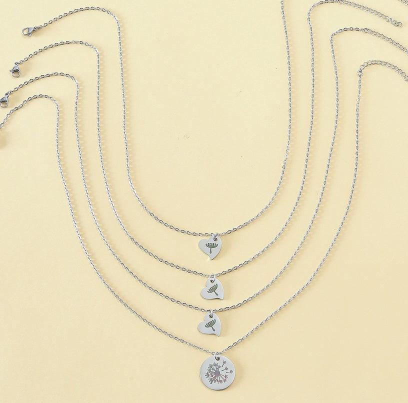 Collier carte fête des mères Cœur Clavicule parent-enfant