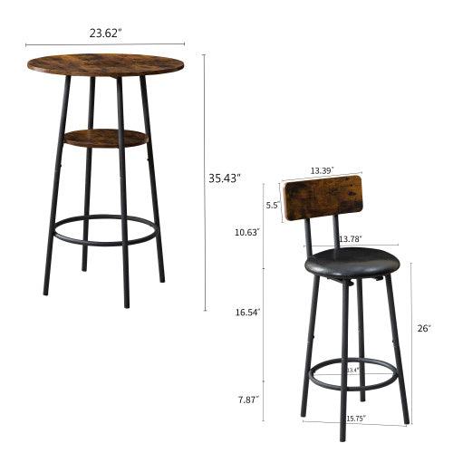 Chaises de bar trois pièces à deux coussins avec dossiers