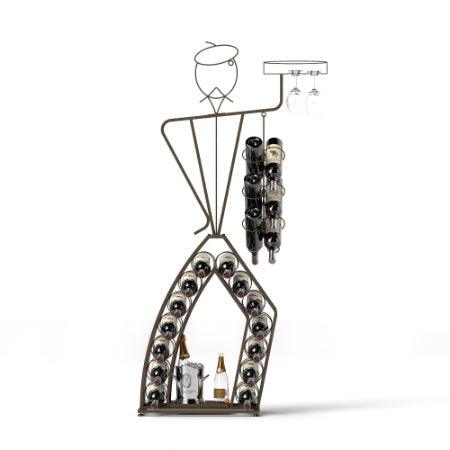 Casier à vin au design unique, casier à vin autoportant avec rangement pour bouteilles, rangement pour boissons alcoolisées et vins, organiseur pour cuisine et salle à manger.