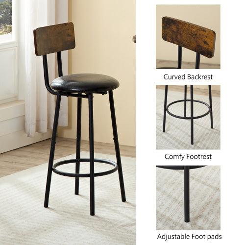 Chaises de bar trois pièces à deux coussins avec dossiers
