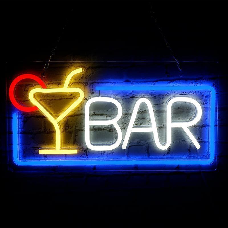 Lumières publicitaires au néon aux couleurs vives pour les fêtes de bar