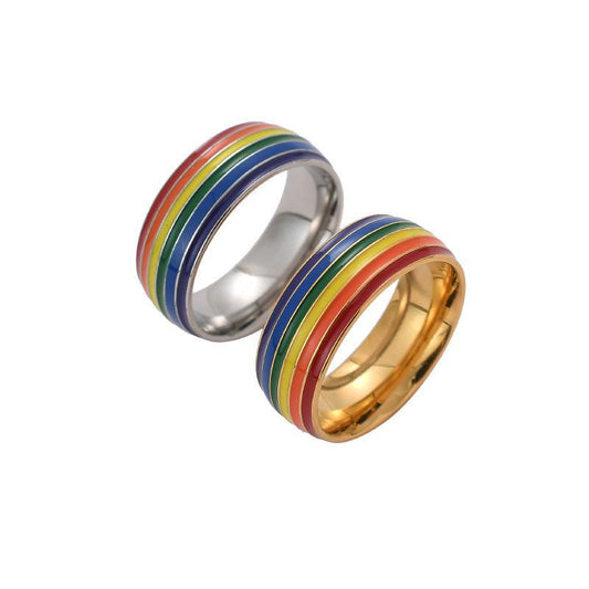 Bague de fierté arc-en-ciel tendance pour femmes et hommes, bijoux d'amitié en acier inoxydable pour gays, lesbiennes et LGBT