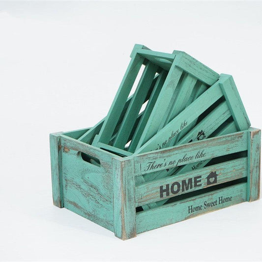 Boîtes de rangement rectangulaires en bois vintage pour bar