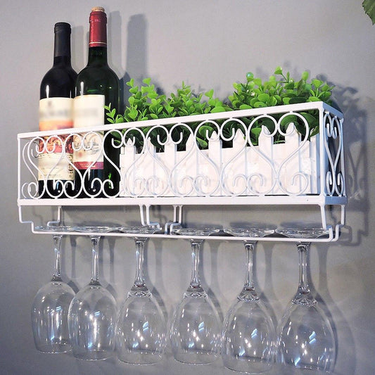 Estante de vino de metal para montar en la pared, bandeja para botellas de vino con puerta de cristal, decoración para bar o casa.