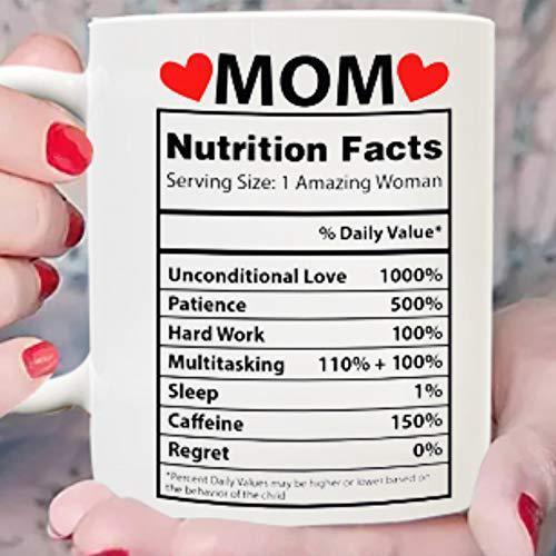 Tasse à café en céramique avec étiquette nutritionnelle pour la fête des mères