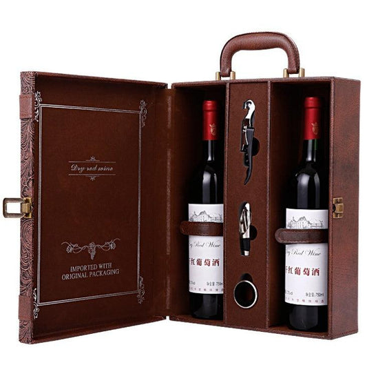 Coffret à vin créatif en cuir, coffret cadeau fait à la main, accessoires de bar, de cuisine, de décoration, porte-vin Lafite, boîte d'emballage de vin, cadeau pour ami