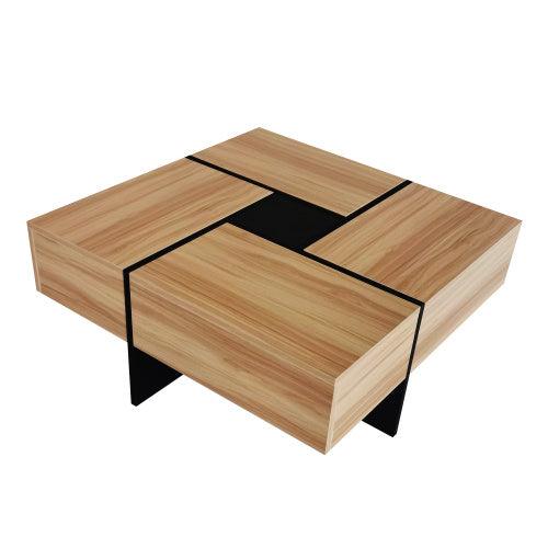 Table basse au design unique avec 4 compartiments de rangement cachés