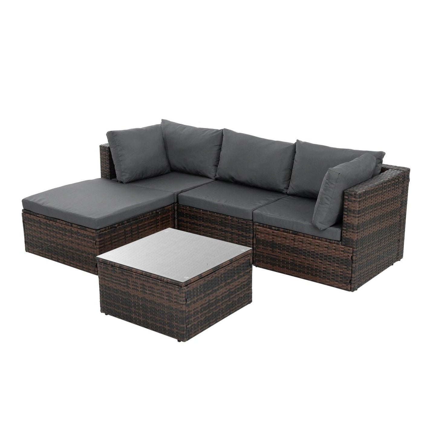 Mobilier de jardin, mobilier d'extérieur, mobilier saisonnier en osier PE, ensemble de 5 meubles en osier avec revêtement en résine tressée