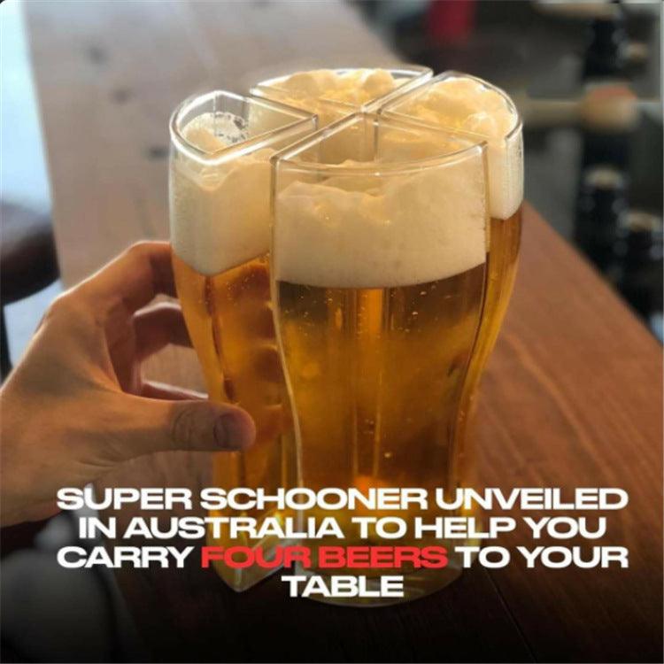 Super Schooner Beer Glasses Mug Cup Separable 4 Part Large Capacity Thick Beer Mug Glass Transparent for Club Bar Party - Grivelo