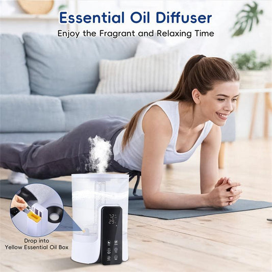 Humidificateur grande capacité 6 L, chauffage intelligent, minuterie, pulvérisation, stérilisation UV, télécommande intelligente