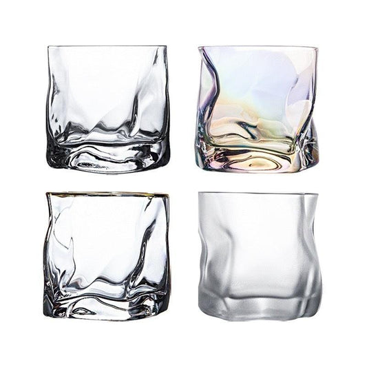 Verre à whisky irrégulier en verre torsadé créatif pour bar