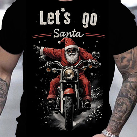 T-shirt homme motif moto « Let's Go Santa »