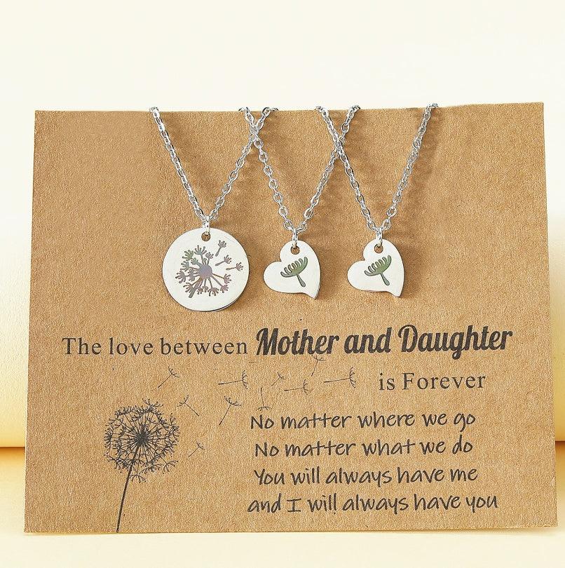 Collier carte fête des mères Cœur Clavicule parent-enfant